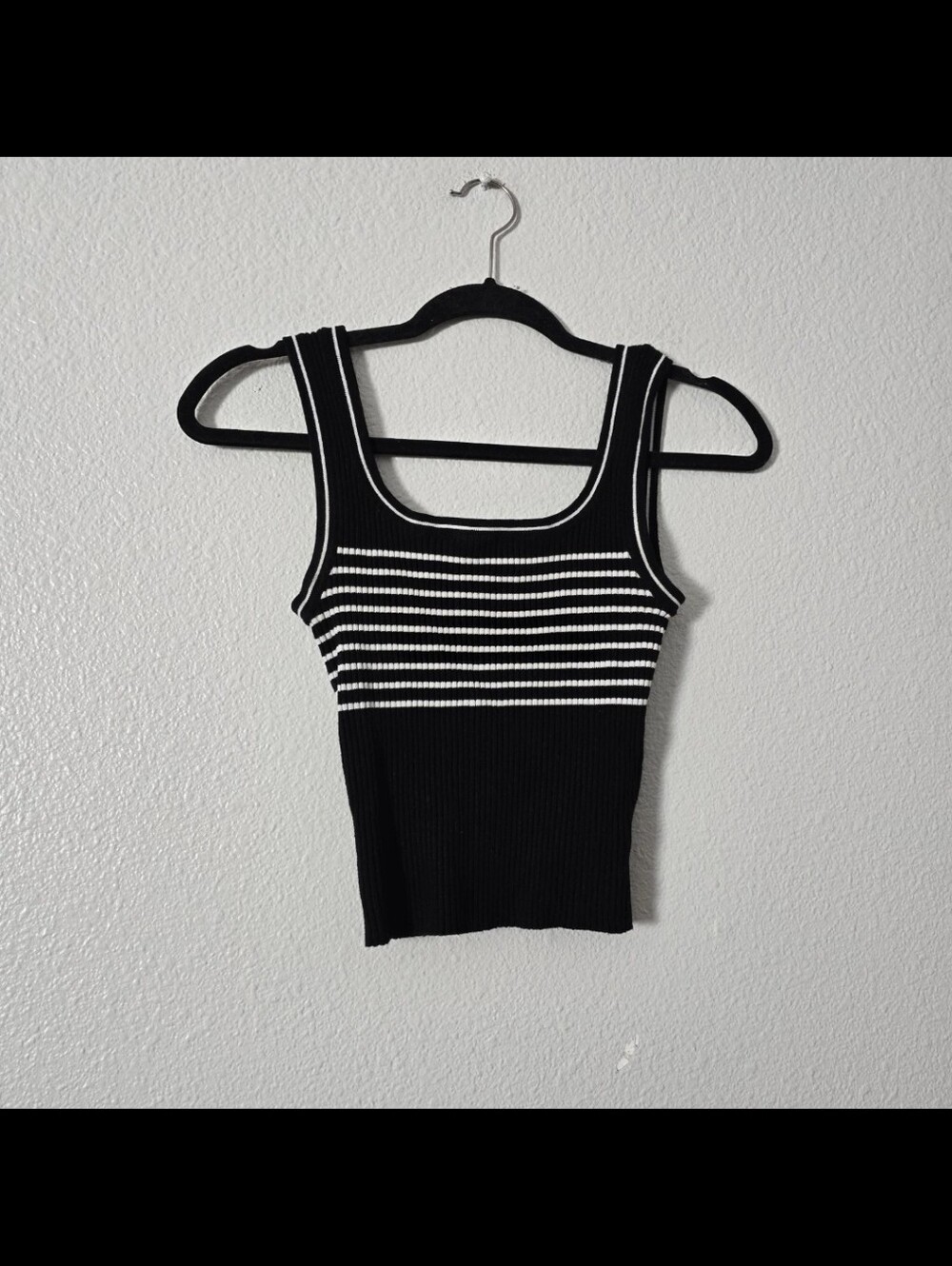 Womens H&M Striped Black & White Ribbed Tank Top S